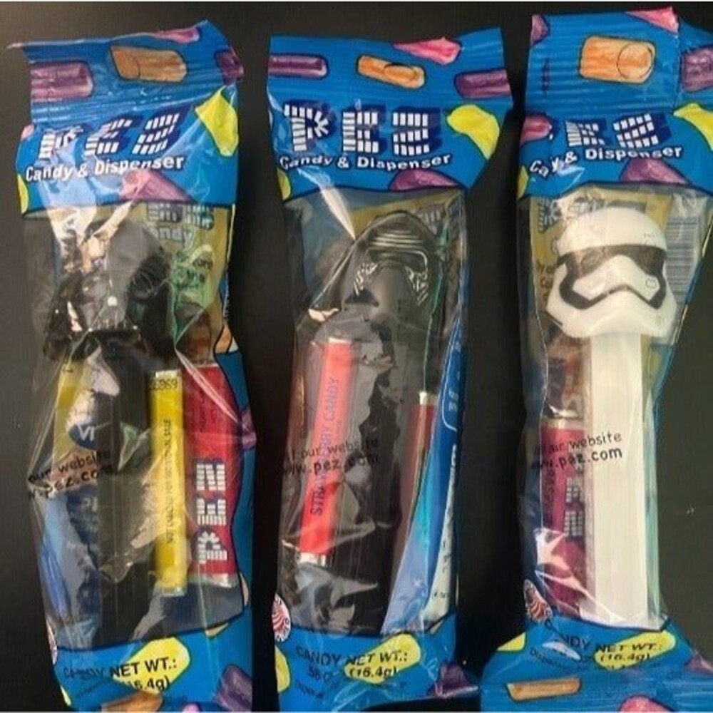 MIP STAR WARS PEZ. Darth Vader, Kylo Ren & Storm Trooper (3)